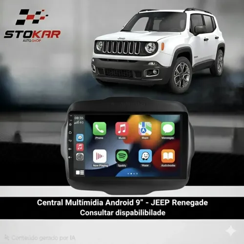 Central Multimídia 9" Pol P/ Jeep Renegade
