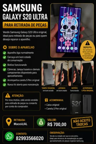 SAMSUNG GALAXY S20 ULTRA - PARA RETIRADA DE PEÇAS
