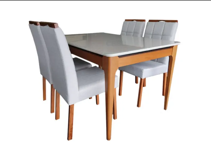 Mesa De Jantar Tampo De Vidro Com 4 Cadeiras NOVO