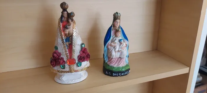 Lote Com 2 Imagens Sacras Em Gesso: Nossa Senhora De Nazaré + Nossa Senhora Das Candeias