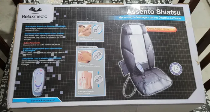 ASSENTO MASSAGEADOR COM CALOR SHIATSU PESCOÇO E COSTAS RELAXMEDIC 