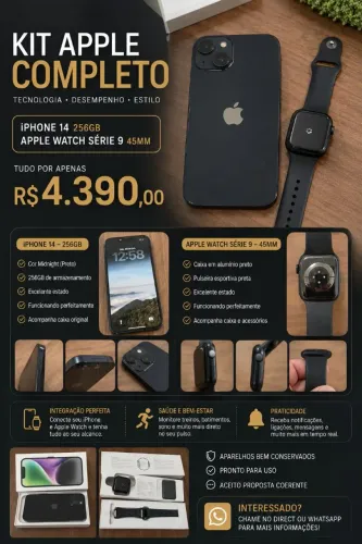 Kit Apple iPhone 14 + Apple watch série 9 45mm