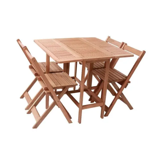 Conjunto dobrável - mesa e cadeiras de madeira
