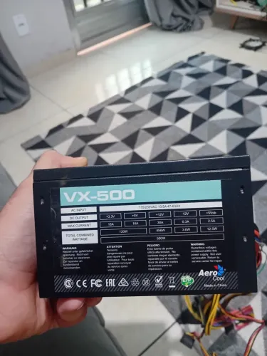 fonte vx500 aerocool funcionando