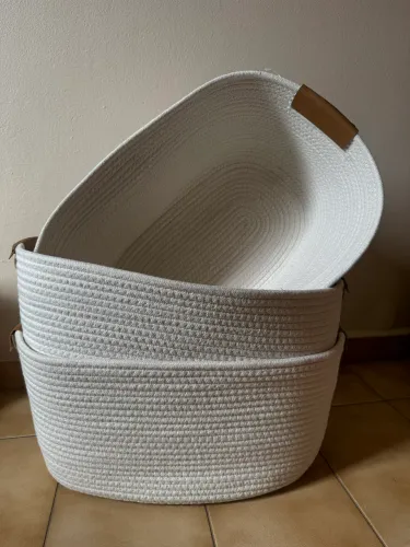 Cesto decorativo retangular branco 