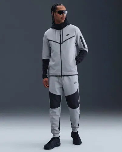 Conjunto Nike Tech Fleece Masculino Cinza e Preto ? Jaqueta + Calça Jogger