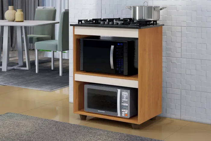 Armário para Cook top 5 bocas naturale com off white 