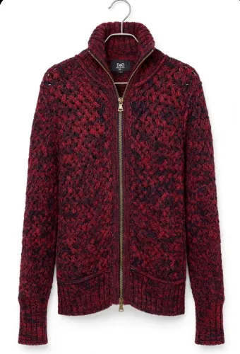 Casaco Tricô Dolce & Gabbana D&G Original L Bordô Preto Vintage Gola Alta Zíper