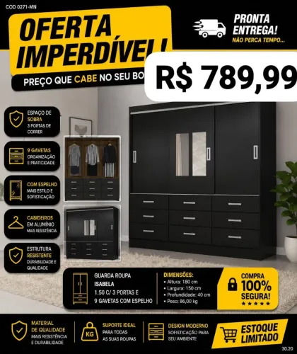 GUARDA ROUPA FRETE GRÁTIS