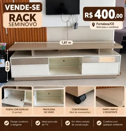 RACK SEMINOVO COM RODINHAS - EXCELENTE CONSERVAÇÃO
