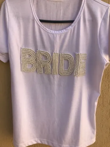 Camiseta Branca Bride Com Pérolas E Amarração Lateral