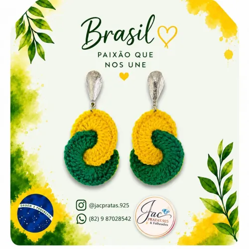 Brincos de crochê copa 