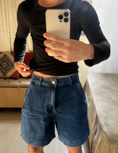 Shorts Jeans Azul Escuro Básico