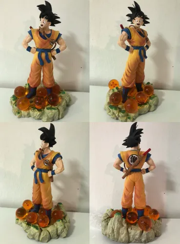 DRAGON BALL GOKU 30CM + 7 ESFERAS DO DRAGÃO 3,5CM ACOMPANHAR CAIXA AS ESFERAS