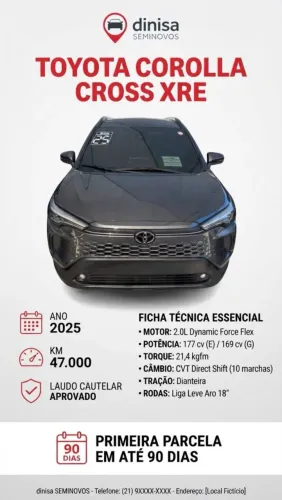 Toyota Corolla Cross XRE 2.0 16V Flex AUT 2025