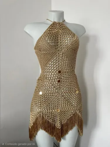 Vestido encanto de crochê LEIA A LEGENDA