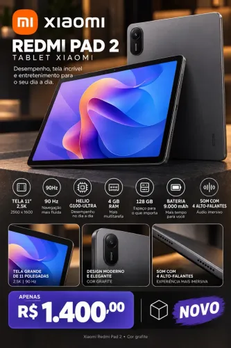 Xiaomi Redmi Pad 2 - Novo | 4GB RAM | 128GB | Grafite