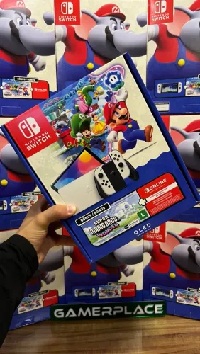 Nintendo Oled com Mario wonder com nota fiscal somos loja física