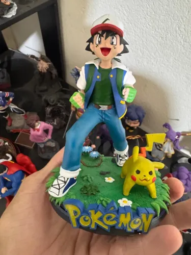 Ash Ketchum pokémon pikachu Boneco Estatua Colecionaveis Action Figure