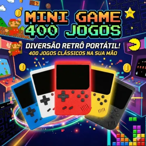 GAME PORTÁTIL RETRÔ SUP 400 JOGOS PRÉ-INSTALADOS Tela 3" Cristalina, Bateria Recarregável