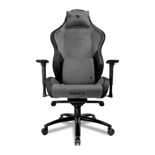 cadeira gamer omega s espulma moldada braço 3d preta e cinza na caixa lacrada