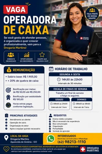 Operadora de caixa farmácia