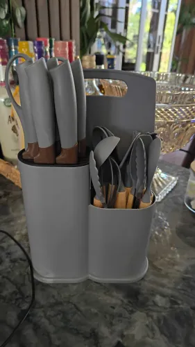 Ultencillio de cozinha cinza 19 peças