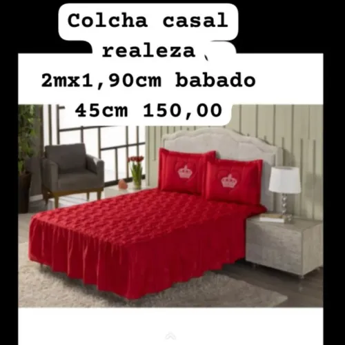 Colcha casal realeza tampão 2mx1,90cm babado 45cm