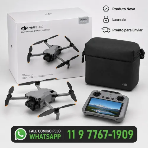 Drone DJI Mini 5 Pro Fly More Combo Plus DJI RC 2 - Novo Lacrado