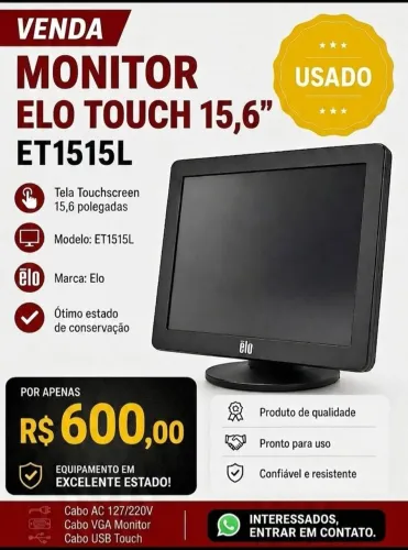 Monitor Elo 1515l 15 Tela Sensível Ao Toque 1024x768 Preto