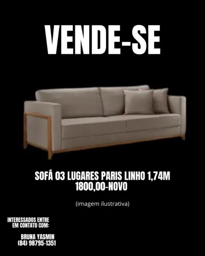 Sofá 03 Lugares Paris Linho 1,74M