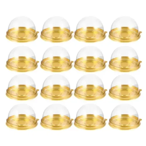 Kit 100 Potes com Tampa Mini Cake Box Descartável Dourado