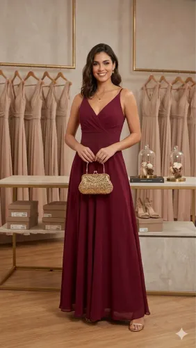 Vestido de festa marsala madrinha 