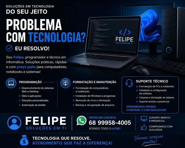 Felipe Soluções em TI | Formatação, Programação e Suporte Técnico