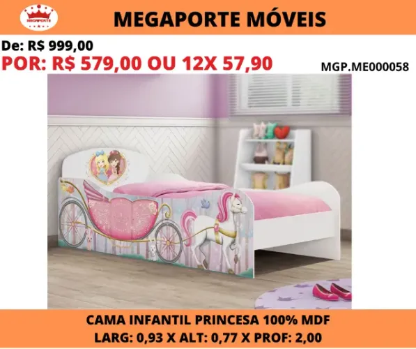 Cama Infantil Solteiro Princesa MDF