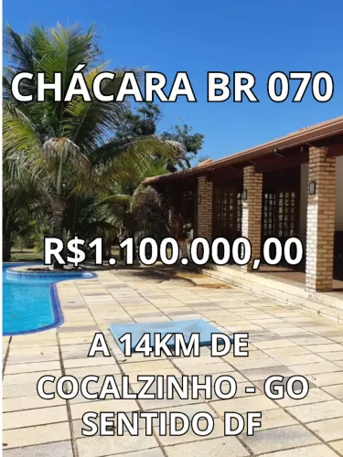 BR 070 km 40 Linda chacara a 14 km de Cocalzinho GO