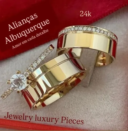 KIT DE ALIANÇAS NOIVADO E CASAMENTO