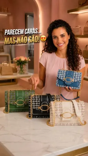 Bolsa Feminina Transversal Luxo - Branca, Preta, Azul e Verde