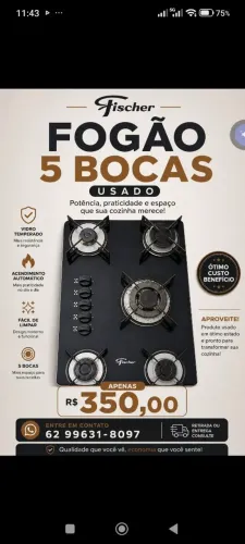Fogão Cockpit 5 Bocas Fisher