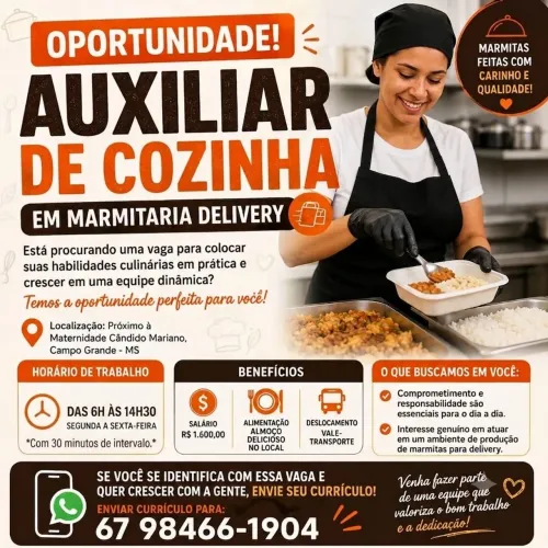 Vaga Auxiliar de Cozinha de segunda a sexta