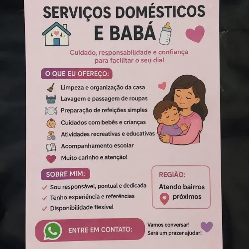 serviços domésticos e babá
