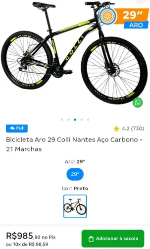 BICICLETA COLLI 21 MARCHAS , ARO 29