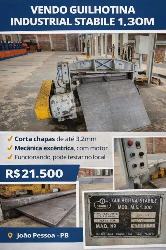 Guilhotina Industrial Stabile 1,30m corta chapa até 3,2mm? FUNCIONANDO -"ACEITO PROPOSTA"