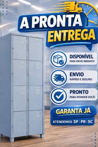 armário em aço com 8 portas pequenas