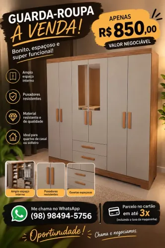 Venda de guarda roupa usado .