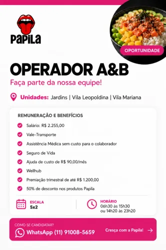 Auxiliar de Cozinha - Carteira Assinada - Escala 5x2