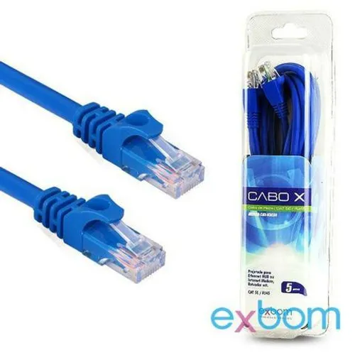 Cabo De Rede 5 Metros Rj45 Cat5 E Azul No Blister Modelo Cbx N5c50
