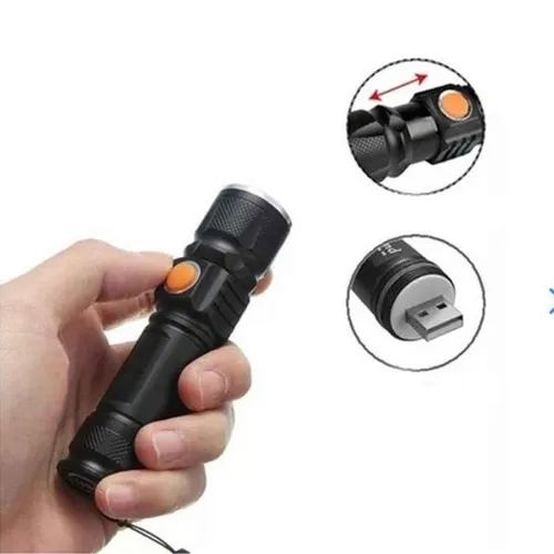 Lanterna Tática LED Mini Zoom USB Recarregável Luatek