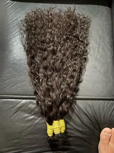 Cabelo humano cacheado cortado da cabeça 55cm cacheado ou frisado