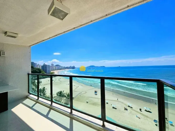 Apartamento beira-mar com vista Jardim Asturias Guarujá